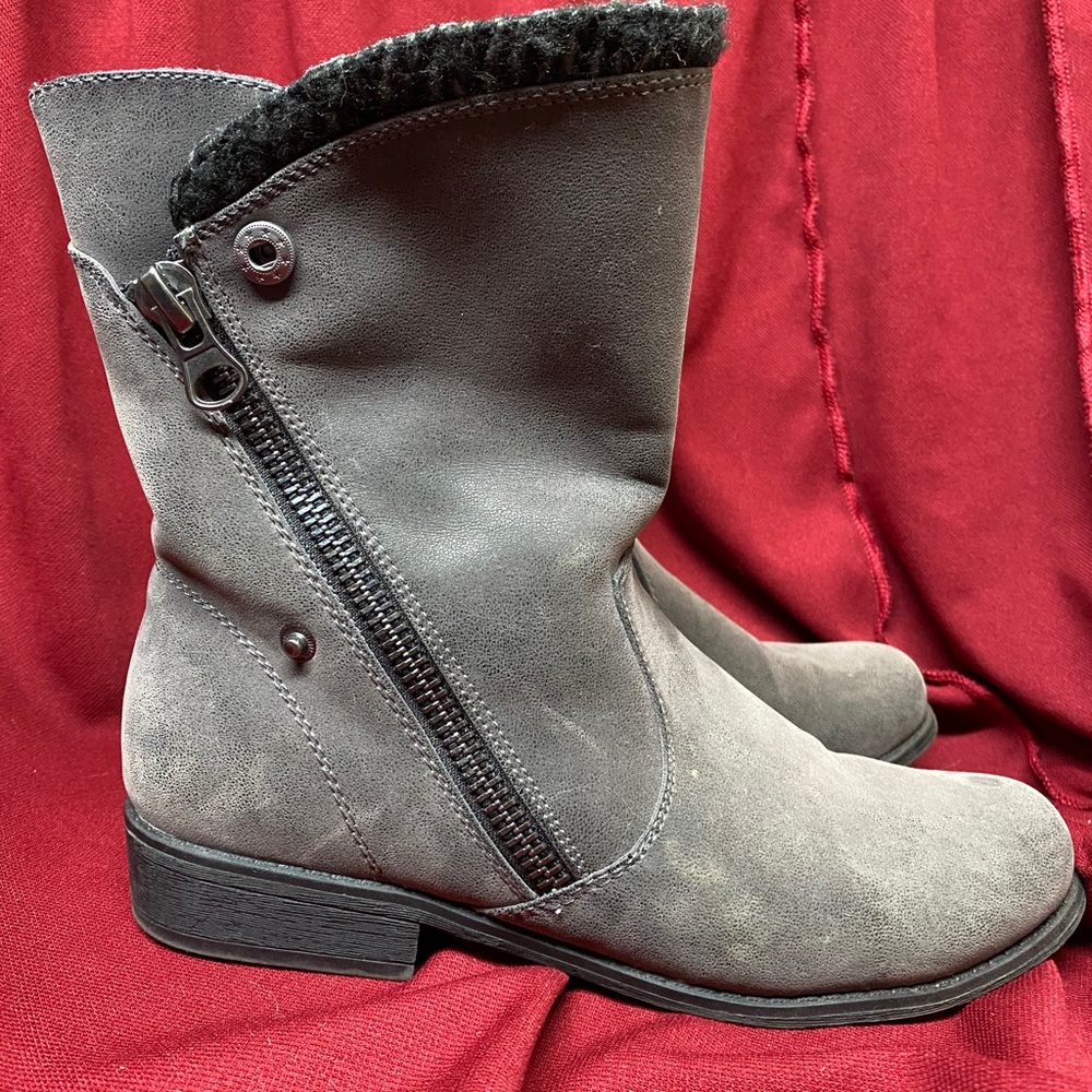 Just Fab zipper boots grey gray size 8 8.5